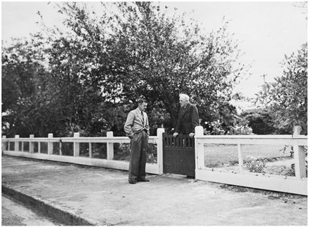 Evans Family Collection: Palmerston North Mayor, Augustus Mansford, with Jack Evans