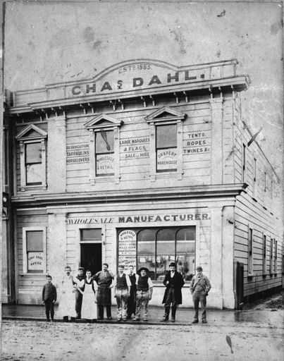Charles Dahl's canvas factory, and employees