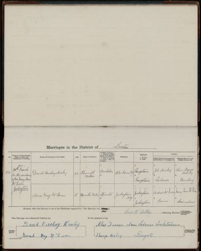 Marriage register 1909- 1927