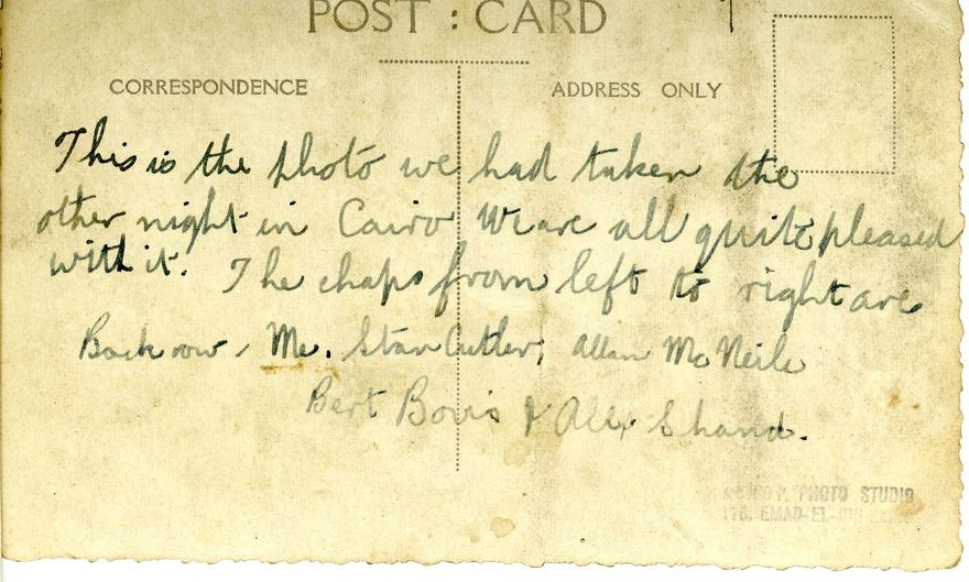 Ron and four other soldiers (named) in Cairo