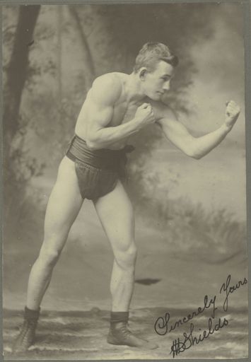 W D Shields Demonstrating a Boxing Stance