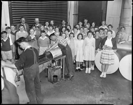 "Halcombe School Children See Press Room"