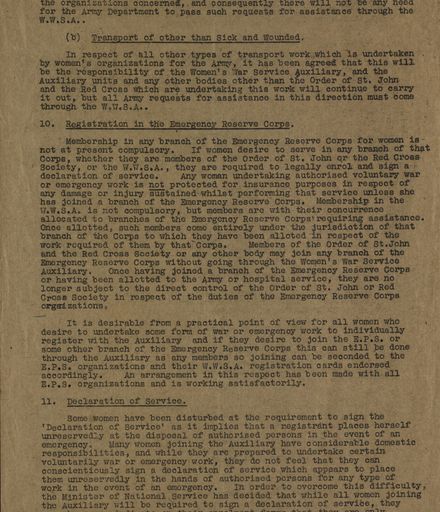 Memorandum from the National Service Department Page 3 outlining the functions of women’s volunteer wartime organisations