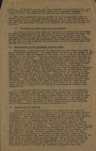 Memorandum from the National Service Department Page 3 outlining the functions of women’s volunteer wartime organisations