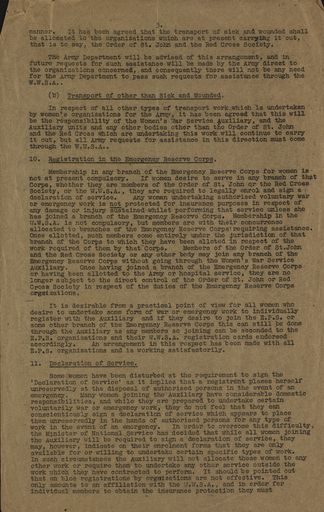 Memorandum from the National Service Department Page 3 outlining the functions of women’s volunteer wartime organisations