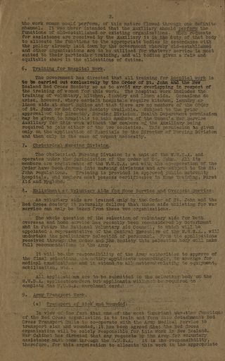 Memorandum from the National Service Department Page 2 outlining the functions of women’s volunteer wartime organisations