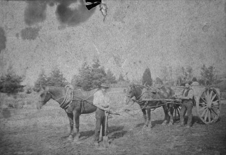 Horses and dray outside W Smith’s Brickyard, corner of Church Street and Victoria Avenue