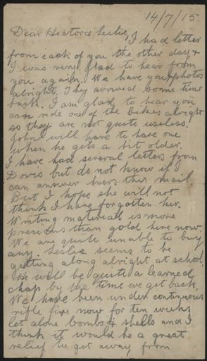 Letter home from Gallipoli during WWI