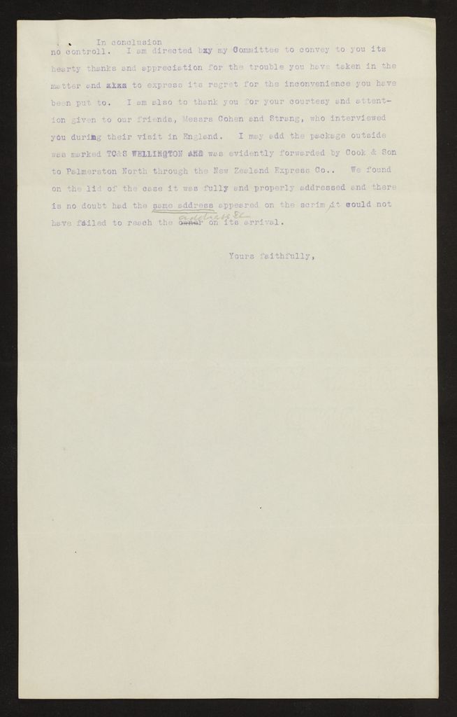 Correspondence regarding design of memorial, PN & Districts Soldiers' Memorial Fund, 1923 3