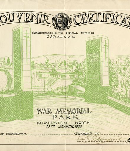 Souvenir Certificate commemorating the Official Opening of Carnival
