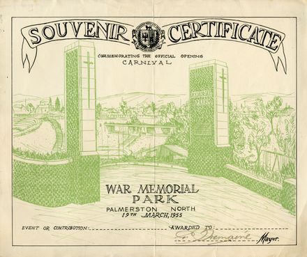 Souvenir Certificate commemorating the Official Opening of Carnival