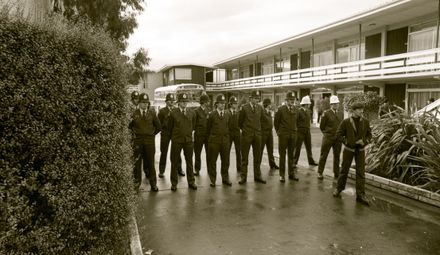 Protesters at the Fitzherbert Motor Inn