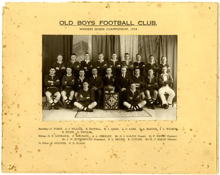Old Boys' Rugby Team, 1934