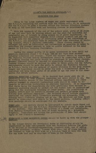 Women's War Service Auxiliary Objective for 1942