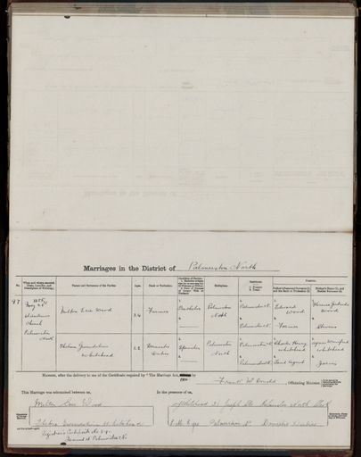 Marriage register 1909- 1927