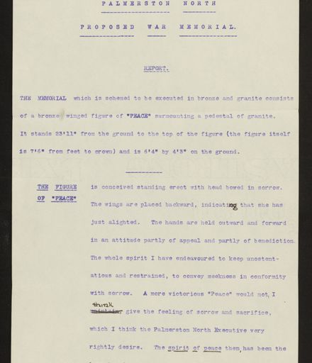 Envelope & Report regarding design of memorial, PN & Districts Soldiers' Memorial Fund, 30 June 1922 7