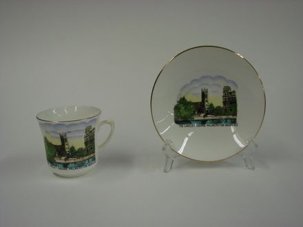 Image 2: Ceramic cup and plate set with painting of The Lakelet in The Square