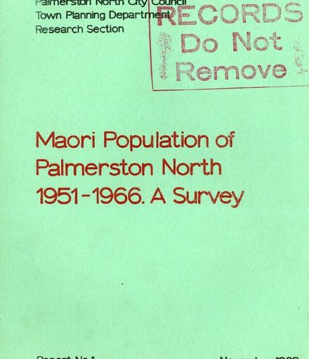 Māori Population of Palmerston North 1951-1966: A Survey