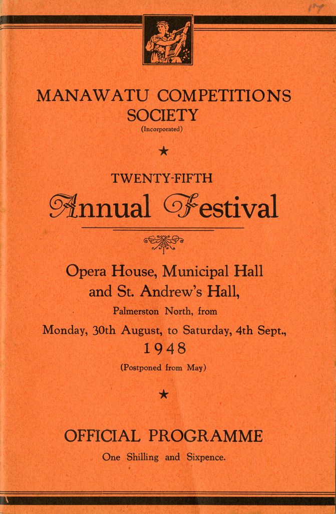 Manawatū Competitions Society, Official Programme, Twenty-Fifth Annual Festival
