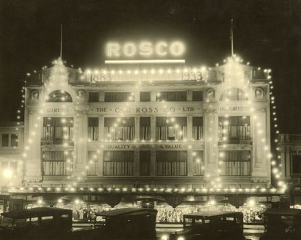C M Ross Co. Ltd lit up for their 50th jubilee, The Square