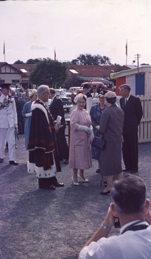 The Queen Mother presents the Squadron Standard to the RNZAF No. 75 Squadron