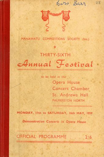 Manawatū Competitions Society, Offical Programme, Thirty-Sixth Annual Festival