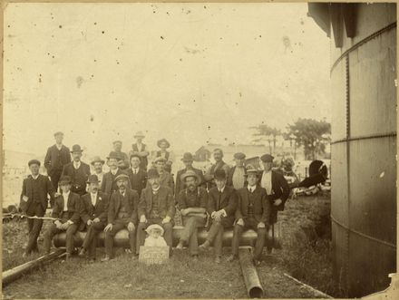 Palmerston North Gas Company employees, corner of Cook and Main Streets