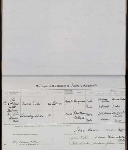 Marriage register 1894 - 1905