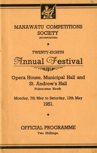Manawatū Competitions Society, Offical Programme, Twenty-Eighth Annual Festival