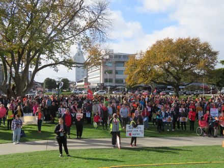 Teachers on strike in The Square