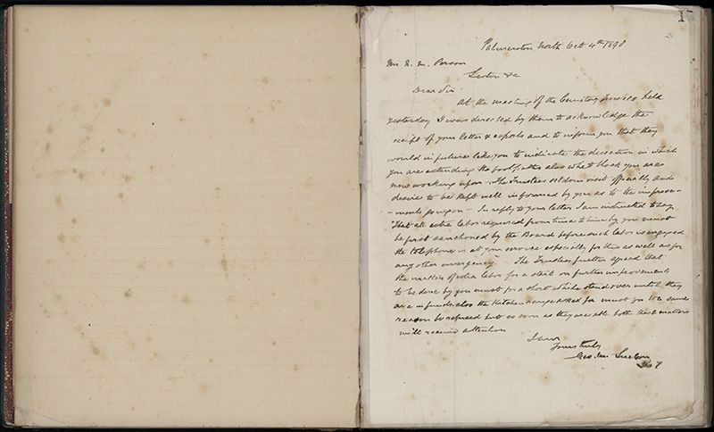 Outwards Correspondence of the Palmerston North Cemetery Trustees, 1898 -1902 28