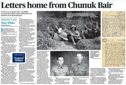 Memory Lane - "Letters home form Chunuk Bair"