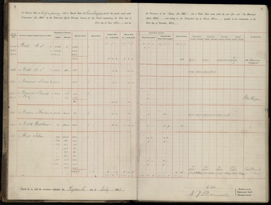 Palmerston North Rate Book, 1893 - 1896, 11
