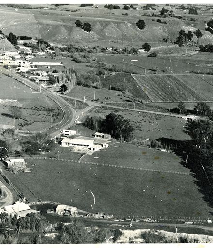 Aerial view of the Aokautere District, showing the Aokautere School buildings
