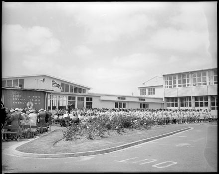 "Visitors and Pupils Sing Hymn" Official Opening of Queen Elizabeth Technical College. - Resource cover image