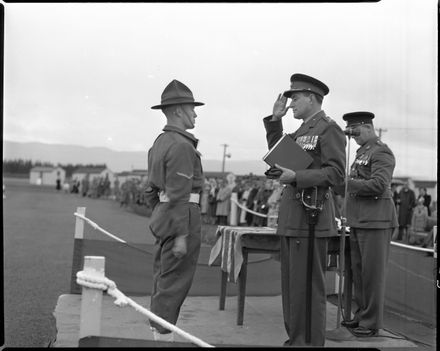 Senior Officer saluting a Soldier, 16th Intake, Central District Training Depot, Linton