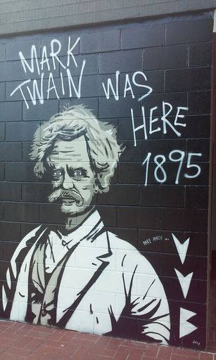 "Mark Twain was Here" Mural on Side of Palmerston North City Council Building