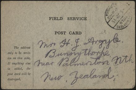 WWI Field Service postcard