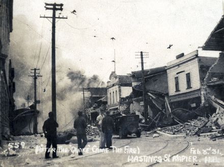 Fire in Hastings Street after Napier Earthquake