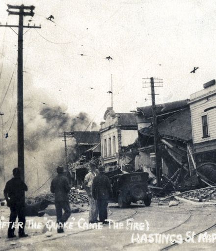 Fire in Hastings Street after Napier Earthquake