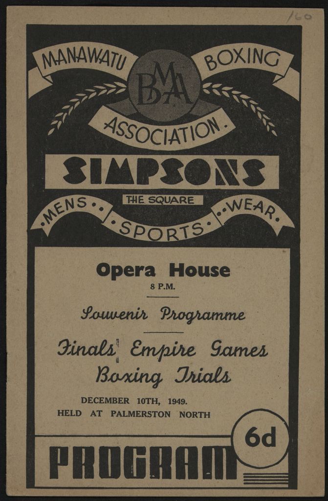 Manawatu Boxing Association Empire Games Boxing Trials Souvenir Programme 1