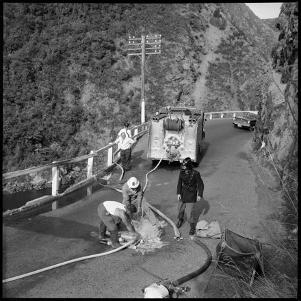 "Firemen Mop-Up Gorge Blaze"