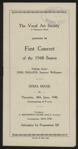 Vocal Art Society concert programme