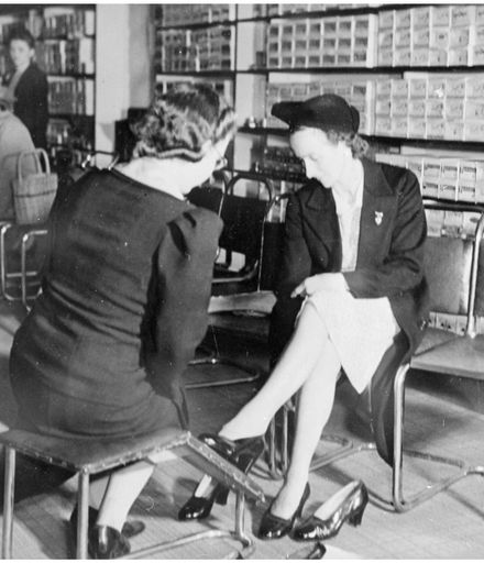 Evans Family Collection: Mrs Evans in the Shoe Department at CM Ross Co. Ltd