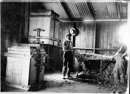 Wool press in woolshed, Bunnythorpe