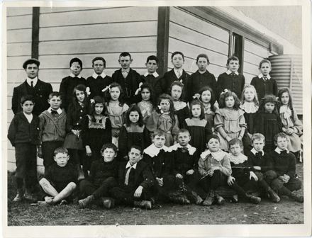 Teacher and pupils of Awahou South School