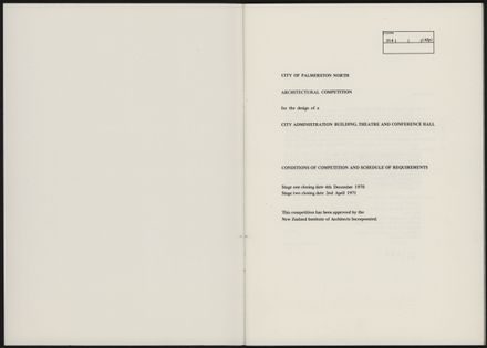 City of Palmerston North Architectural Competition 2