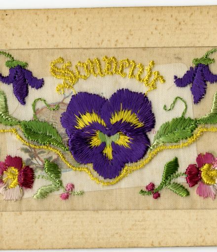 Souvenir, Embroidered WWI Postcard