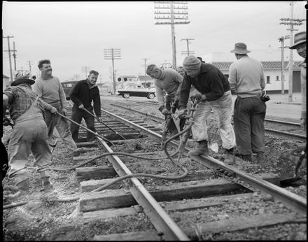 "Relaying the Main Line' Workers Upgrading the Railway Tracks