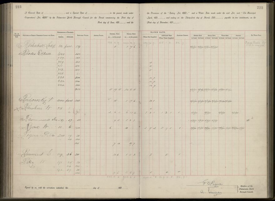 Palmerston North Rate Book, 1893 - 1896, 228
